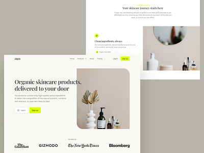 Minimal skincare landing page concept branding design health landing page minimal skincare ui ux web web design