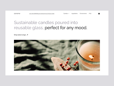 Candles E-commerce Home Page calm candles e commerce health landing page shopping ui ux web web design wellness