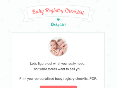 Baby Registry Checklist babies baby feminine interface light blue quiz registry ui ui design
