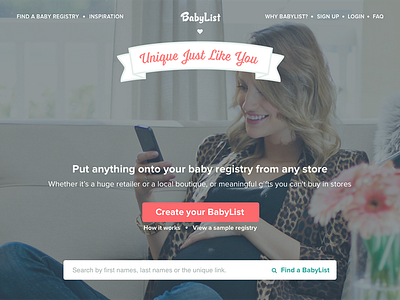 Proposed BabyList Landing Page