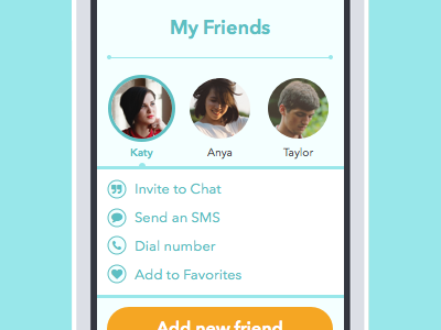 My Friends Interface app app design button friends interface ios iphone sketch ui ui design