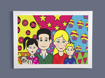 Illustration for candy shop cupcakes family illustration kids men women