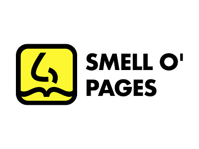 Smell o' Pages ai black brand icon identity illustrator logo nose pages pun smell yellow