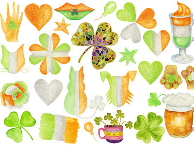 Creative set of elements for St. Patrick's Day on March 17th