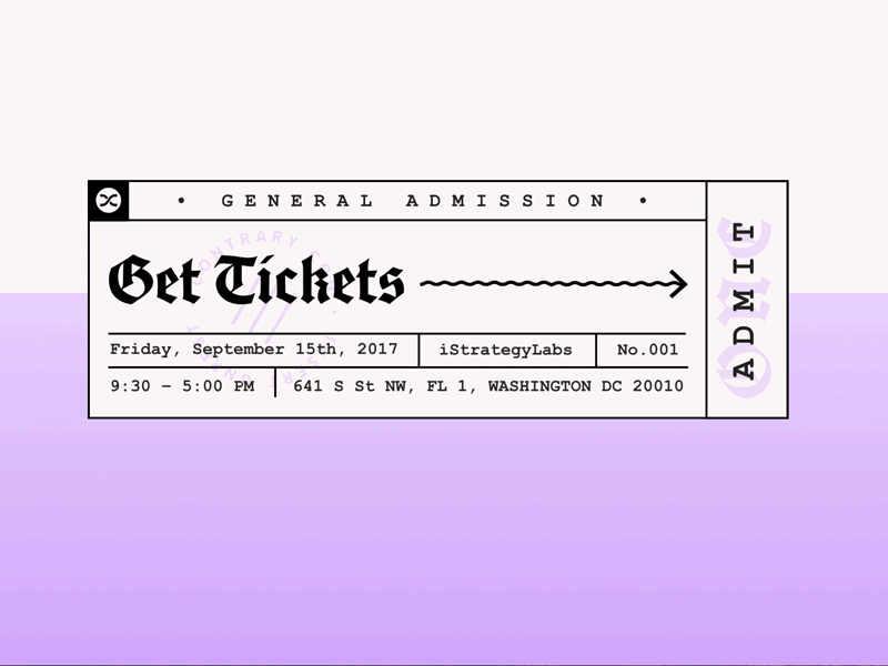 ContraryCon Footer animation design footer hover interaction purple ticket typography web