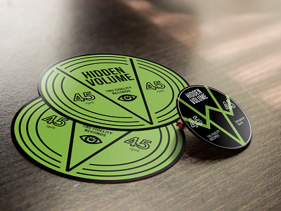 Hidden Volume Stickers black branding design green pins print record stickers typography vintage vinyl