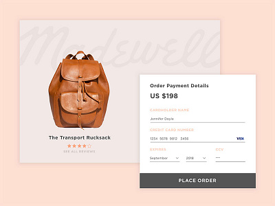 Daily UI 002 apparel bag checkout credit card daily ui design fashion interaction luxury modern sketch