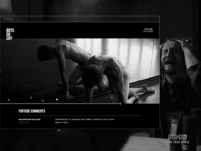 Axe - Boys Do Cry black and white clean design experience flat design gif interface microsite minimal ui design ux design web website