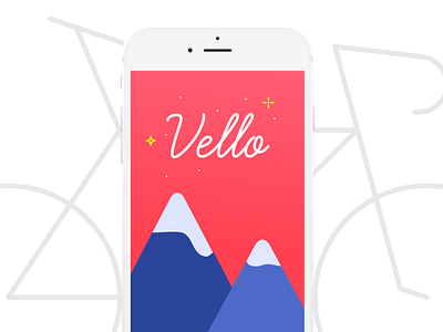 Vello - Splash Screen bicycle blue branding cycle mountains red ui user interface design vello