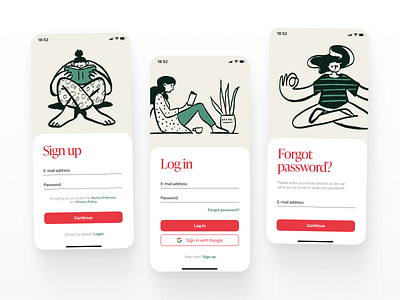 Sign up / Log in - Mobile App | Daily UI Challenge 001 app app design application daily ui dailyui design graphic design log in login mobile app sign in sign up signin signup ui uiux user interface ux