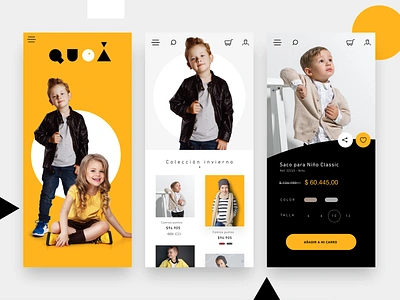 UI Design QUOA black branding design fashion kids mobile responsive ui design web yellow