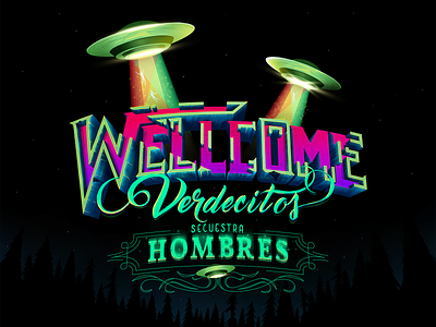 Marcianos aliens caligraphy design draw letters drawing illustration ilustración letters ovni photoshop verde