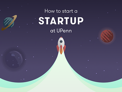 How to start a Startup illustration planets rocket space stars startup