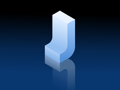 "J" Reflection 3d glass isometric j letter reflection water