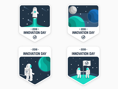 WillowTree Innovation Day Stickers astronaut innovation illustration planet rocket space stickers