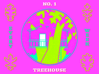 Every Week #1 – Treehouse color illustration japanese neon sewer cover woodblock