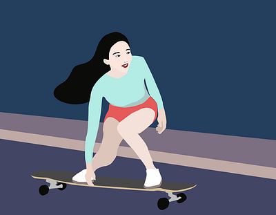Longboard Girl design france graphic design illustration longboard skateboard vector