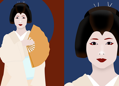 Traditional geiko design elegance flat geiko geisha graphic design illustration vector