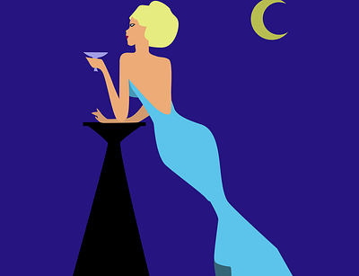 Summer night drink design fancy france french classy french riviera french touch graphic design illustration illustrator old fashioned old school vector vector art woman