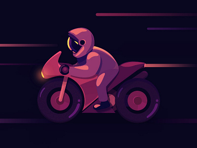 Night Rider bike design flat glow illustration night vector vehicle
