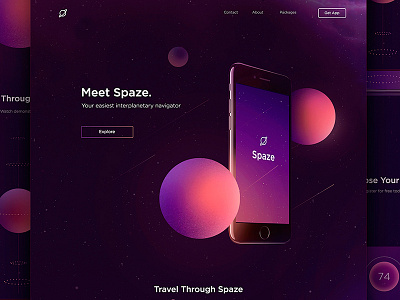 Spaze App Landing Page app design malaysia mobile space travel ui ux web website