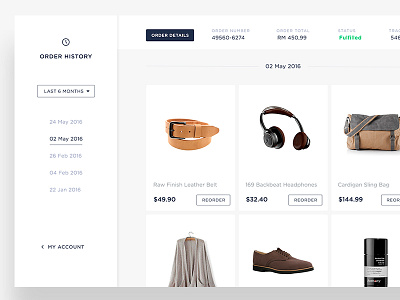 E-commerce Order History Ui app clean design ecommerce malaysia responsive ui ux web website