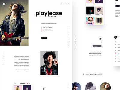 Playlease App Project app clean design landing minimalist mobile music page ui ux web