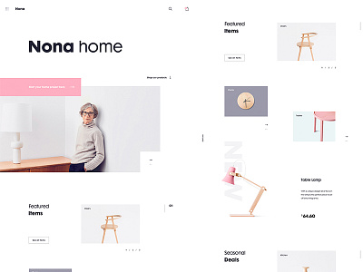 Nona Home E-commerce Website app clean design ecommerce home landing minimalist page ui ux web website
