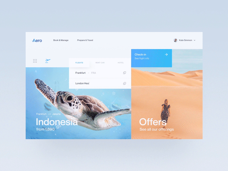 Aero - Flight Booking UI/UX airline app booking clean design home landing page ui ux web website