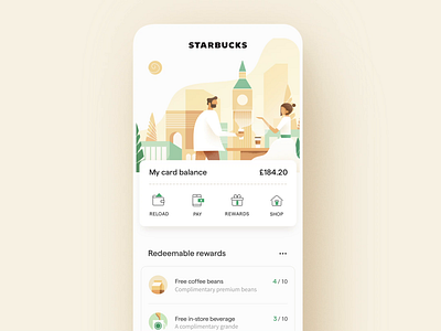 Starbucks UI/UX Dashboard app clean dashboard design home illustration landing page ui ux vector web