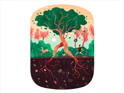 The Day The Tree Left animation art childrensbook color design gif hover illustration parallax style tree web design