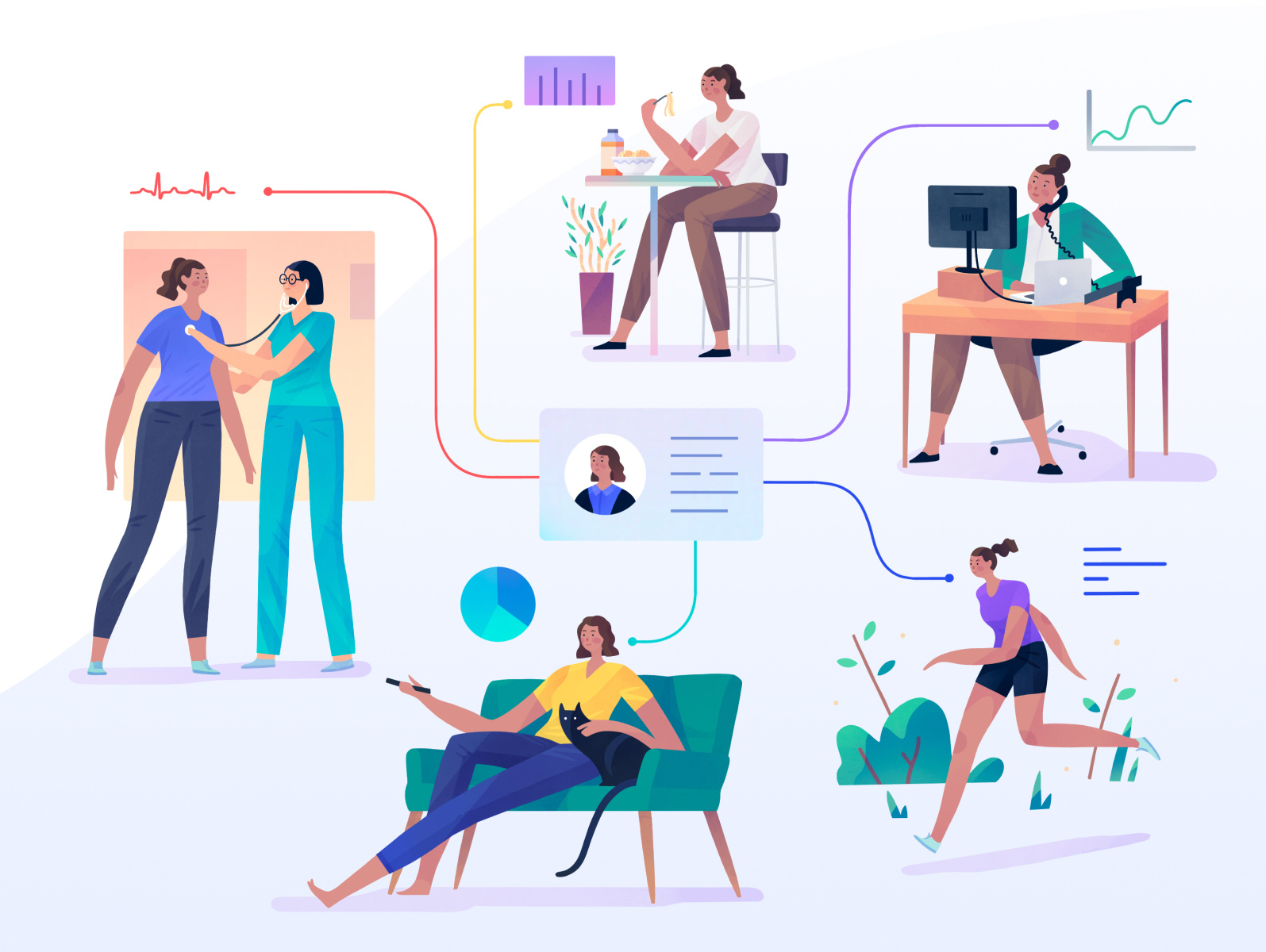 Hero Illustration for Decision Point Healthcare Solutions by Jarom