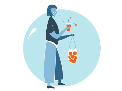 Girl with orange juice app girl graphic design healthy lifestyle illustration juice orange ui