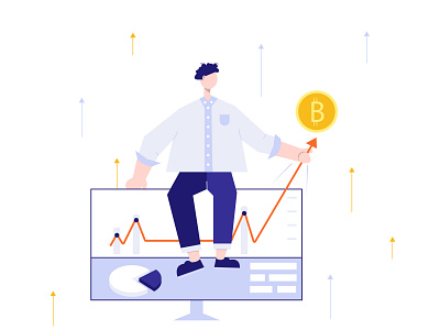 the growing cryptocurrency chart app background chart cryptocurrency design illustration man ui ux vector