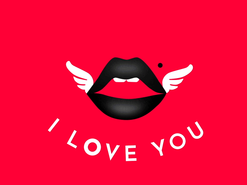 Happy Valentines day i love you 2d aftereffect animation flat gum heart hot i love you illustration lipbite lips love lovers sexy wings