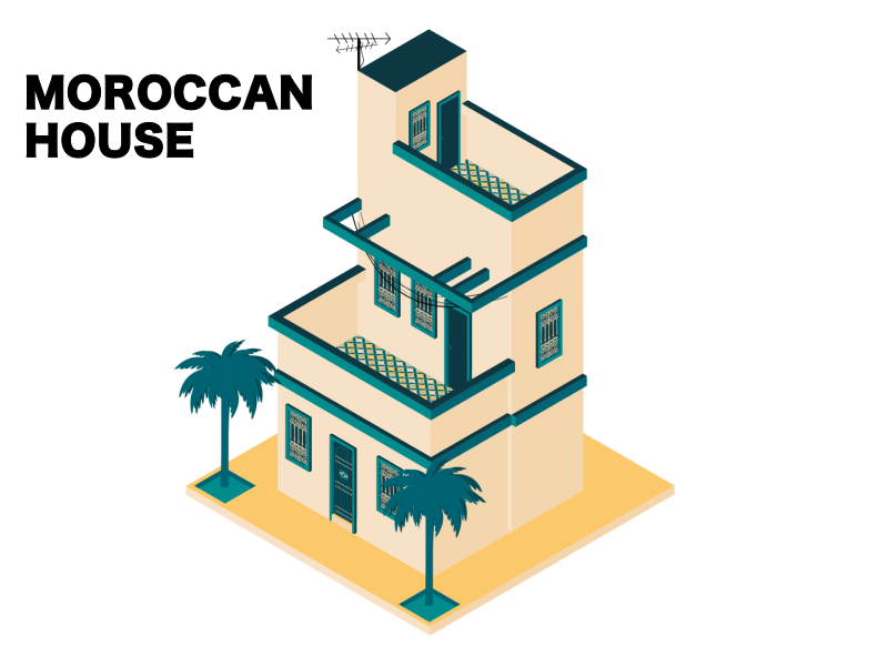 Animated Moroccan House animation isometric moroccan house morocco traditional