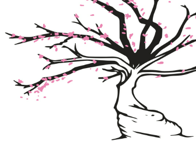 cherry blossom tree black color design graphic ink nature sticker tree vector wip