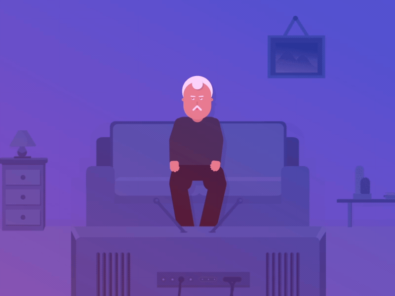 Grandpa watching tv 2017 2d alone gradient grandpa home loop tv