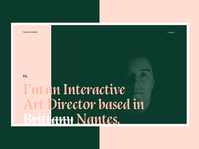 Personal website redesign aribart art director bluu next design green interactive nantes personal pink typography vincent webdesign website