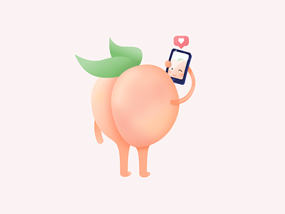 Influencer fruit illustration peach selfie