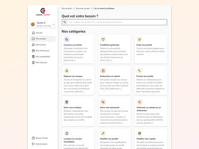 Category page - Captain Contrat captain contrat categories category category page design desktop interface legal legaltech product design