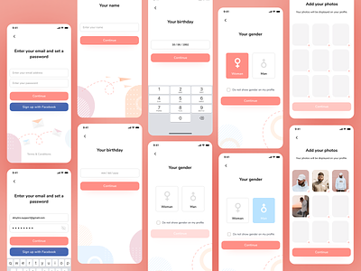 Sign up and onboarding flow for the dating app