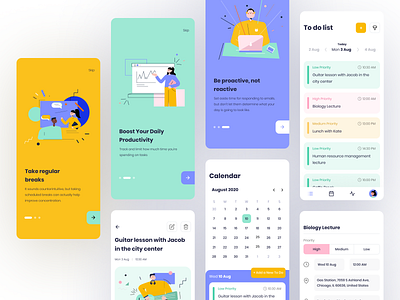 Task Manager Mobile App UI calendar colorful design icons illustration ios mobile onboarding task manager todo app todo list ui ux