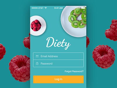A login screen diet app fitness app interface ios app iphone app mobile ui