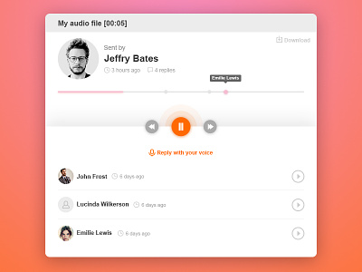 UI of a voice message record