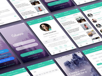 UI kit for a blog ios app android blog blog app ios kit mobile side menu sign in sign up ui ui kit ux