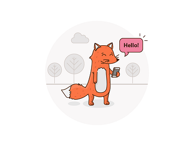 An illustration of a fox fox illustration mobile messenger outline illustration