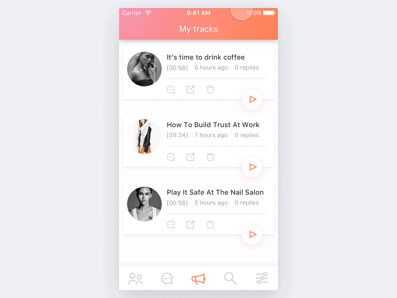 Another one flow for a voice messenger chat gif ios messenger ui user flow ux ux design voice messenger