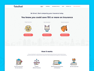 Animals' insurance web site animals insurance landing outline icons ui web web design web site