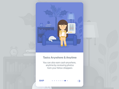 Onboarding screen for Aglo app android cat girl how it works illustration ios mobile app mobile application onboarding illustration onboarding screens sofa